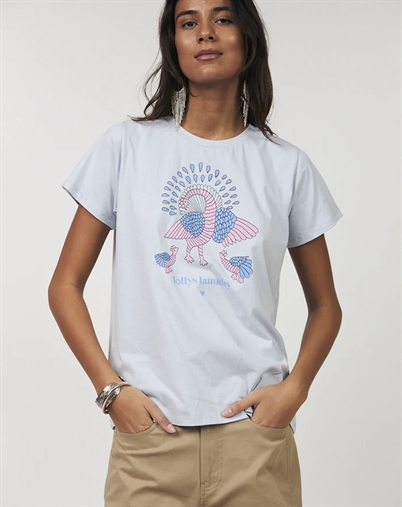 Lollys Laundry - RomaLL Påfugl T-shirt - Light Blue